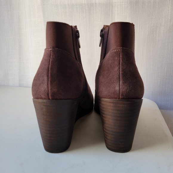 Lucky Brand Zorlina women's wedge brown leather booties size 9 - Picture 3 of 8